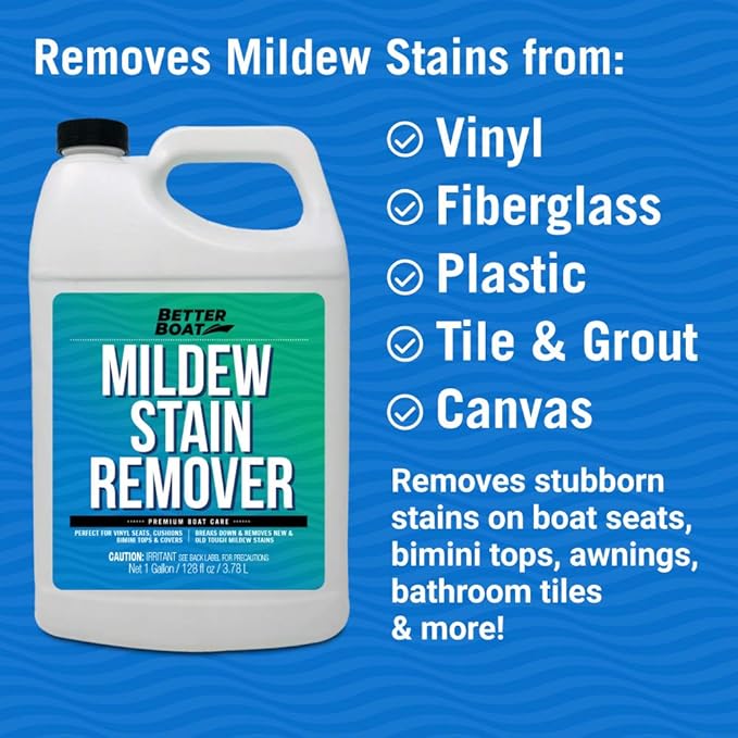 Stain Remover Cleaner, 1 Gallon, for Boat Seats, Fabric, Canvas, Carpet, and Vinyl, Removes Stains from Boats, RVs, Cars, Bathrooms, Shower Walls, Patio Furniture, and Pillows, Spray Formula