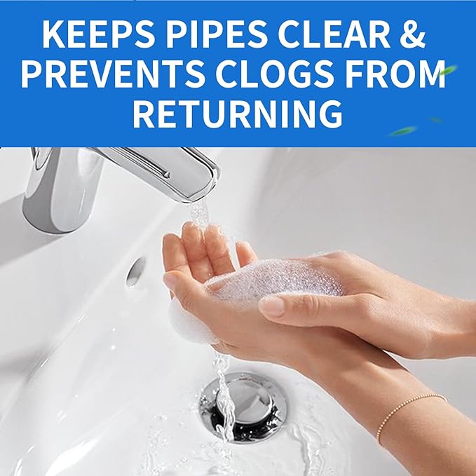 Drain Cleaner Powder for Sink and Pipes, SOPAMI Fast Acting Kitchen and Bathroom Drain Unclogger, Powerful Pipe Cleaning Powder and Deodorizer for Toilet, Bathtub, Shower and Floor Drains (1)