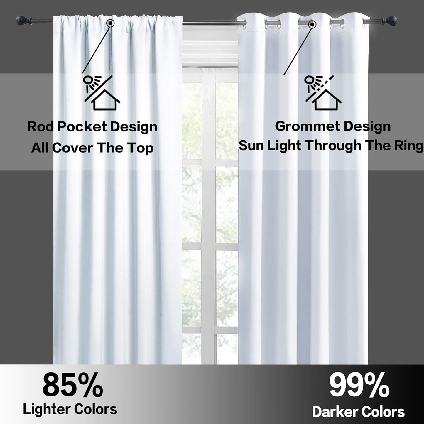 RYB HOME Extra Long Curtains 108 inches Length, Blackout Curtains for Living Room Ceiling to Floor Privacy Dividers Picture Window Drapes for Dining Room, W52 x L108 inches, 2 Pieces