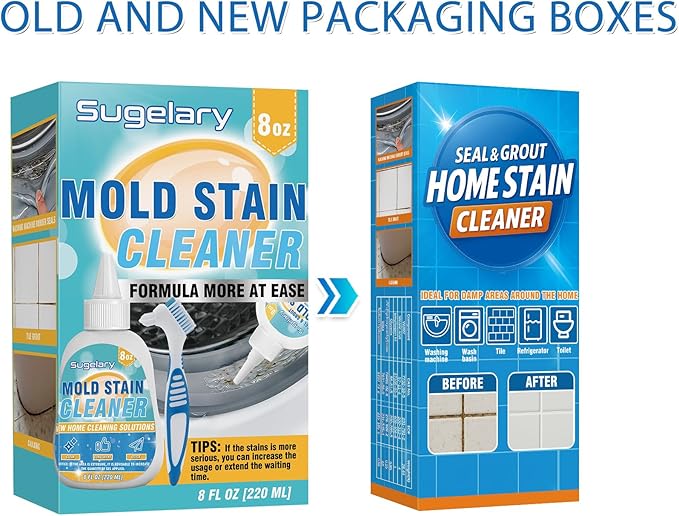 Sugelary Mold Stain Cleaning Gel, 8 fl oz Thick Cleaner for Washing Machine Gasket, Grout, Caulk, Shower, Sink, and Bathroom Surfaces