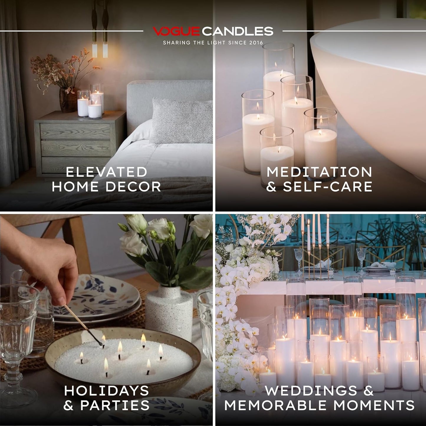 Vogue Candles 3-Pack 5 LB Refillable White Pearled Candle Sand – 15 LB Value Bundle with 150 Reusable Wicks - Bulk Plant-Based Candle Granules