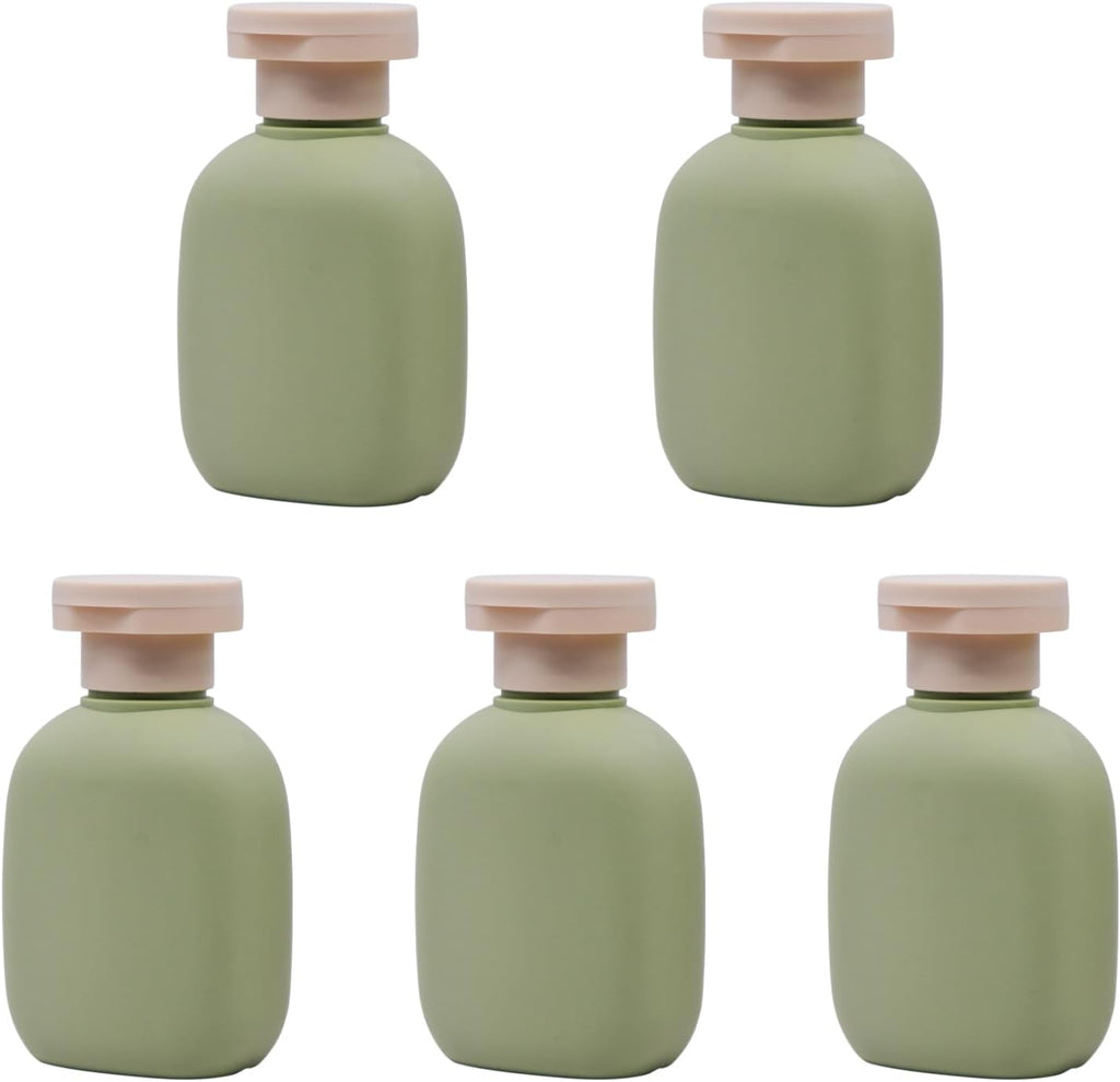 3.4 oz Leak-Proof Travel Bottles (5 Pack) - Plastic Squeeze Containers for Shampoo, Toiletries & Liquids, Food Grade HDPE/PP, Airplane Compliant Essentials - Ocean Green