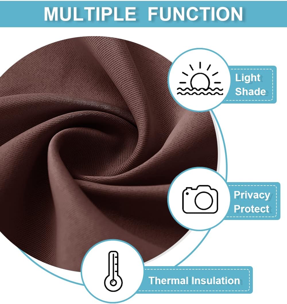 RYB HOME Small Curtains Blackout - Privacy Energy Efficiency Mini Curtains for Kids Bedroom RV Camper Windows Trailer Bathroom Kitchen Cabinet Door Window, W 29 x L 36, Chocolate Brown, 2 Panels