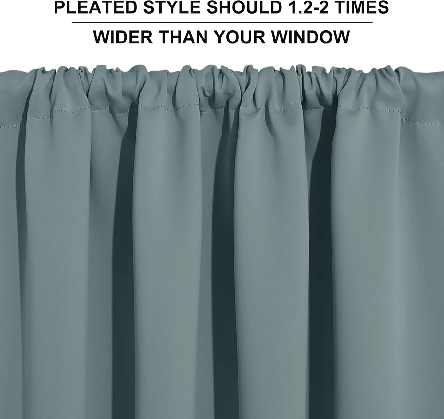 RYB HOME Blackout Curtains for Kitchen, Over Sink Privacy Curtains Window Decor, Thermal Insulating Drapes for Bathroom Cafe Bedroom Small Window, W 42 x L 24 inch, Dusty Blue, 2 Panels