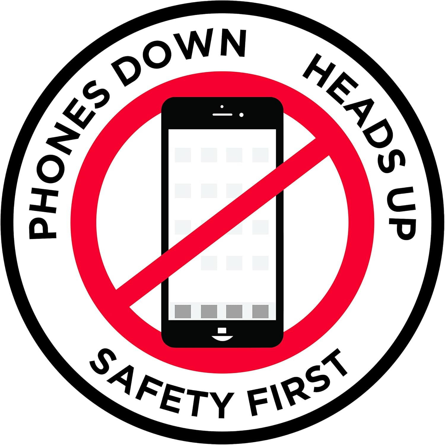 "Phones Down Heads Up" Safety Sign - Laminated Adhesive Floor Signs by Graphical Warehouse (18)