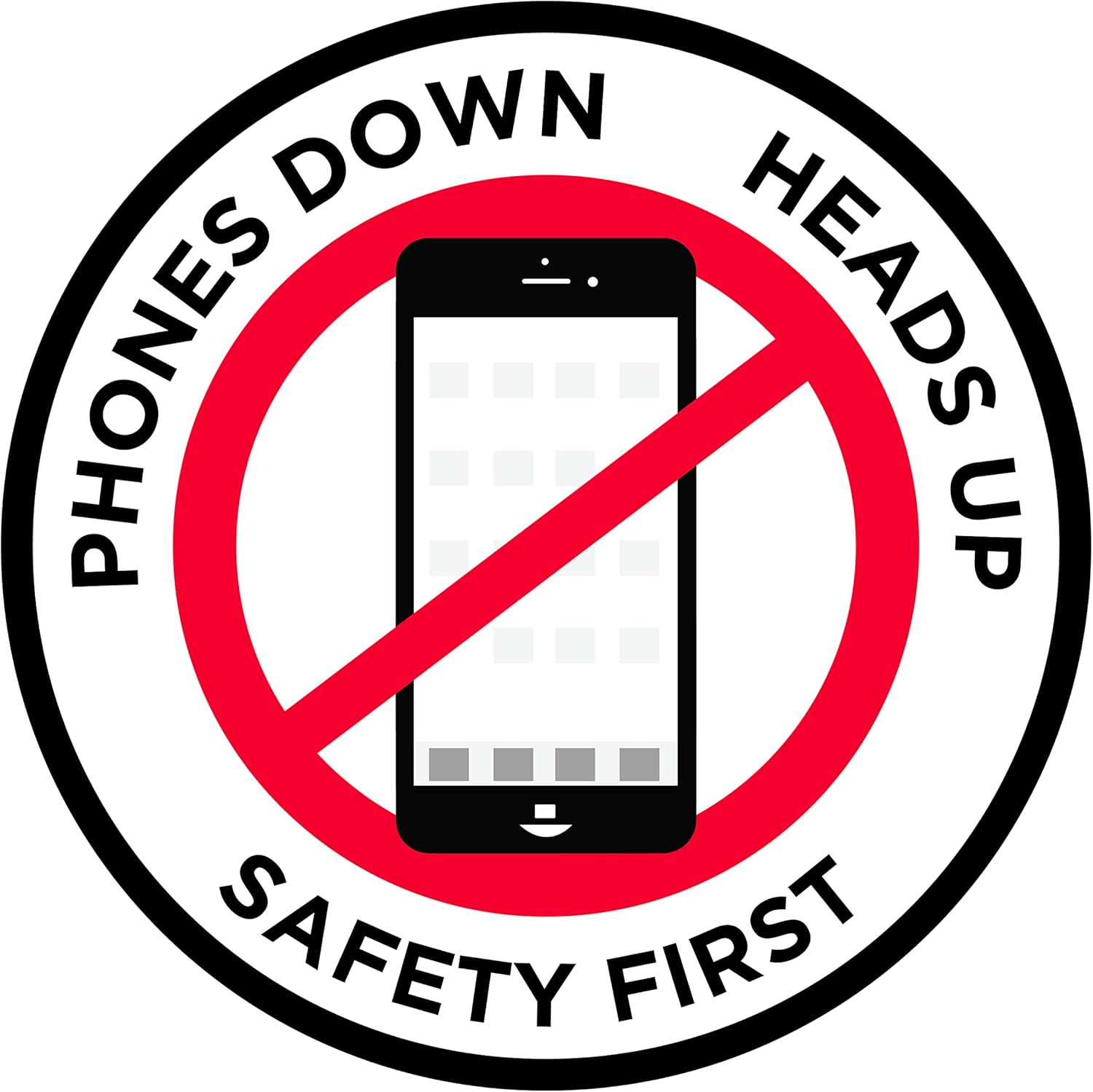 "Phones Down Heads Up" Safety Sign - Laminated Adhesive Floor Signs by Graphical Warehouse (17)