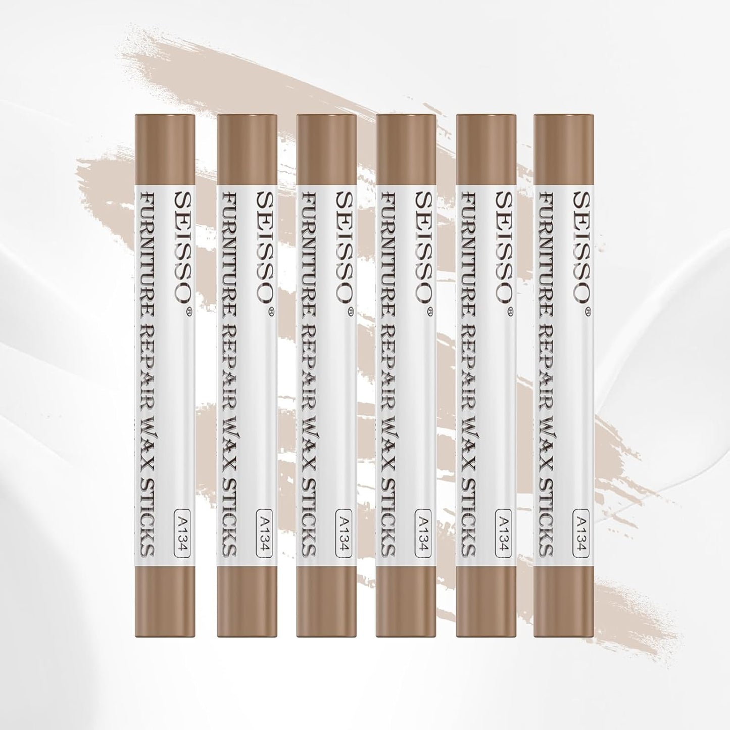 SEISSO Wood Filler Sticks- 6 Pcs, Furniture Repair Wax Crayons, Furniture Marking Repair - Scratch, Cracks, Hole, Table, Wood Floor, Guitar - Maple
