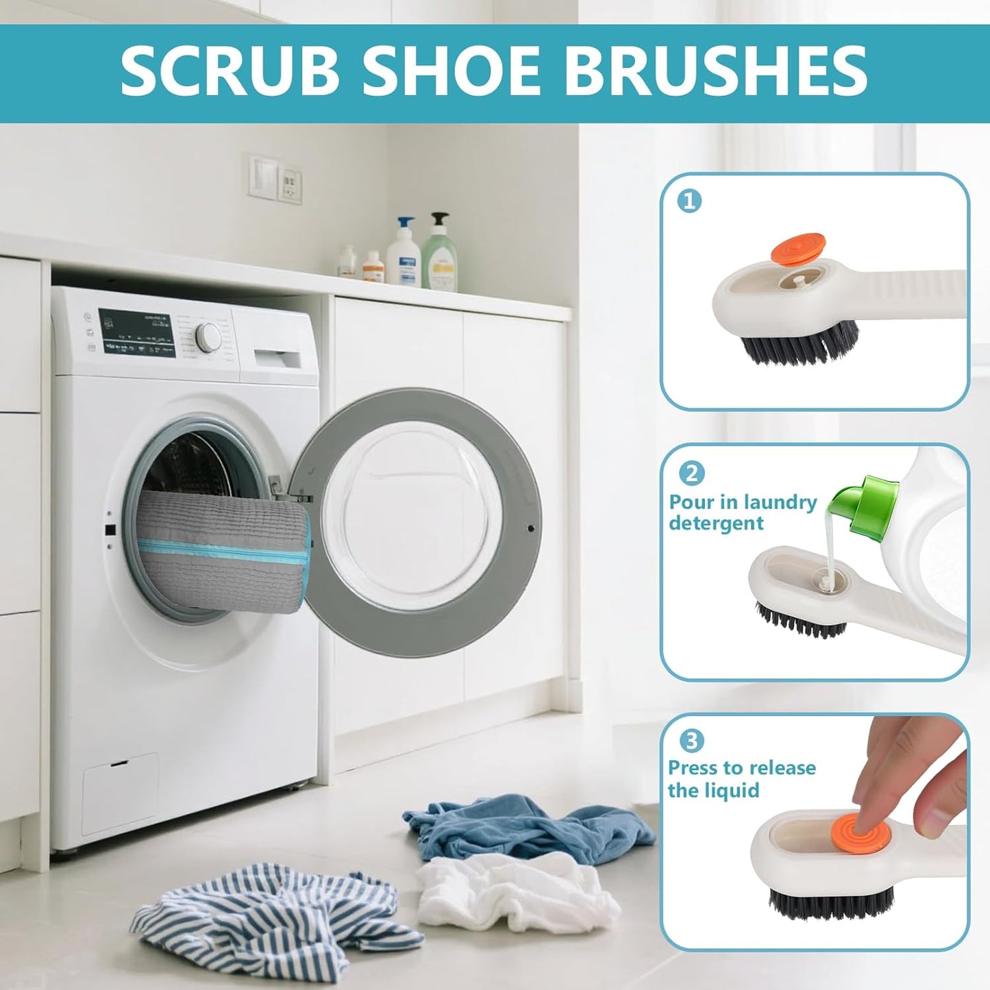 Shoe Washing Machine Bag - 2Pack Laundry Shoe Bag for Washer and Dryer, Reusable Shoe Cleaning Bag for All Shoe Sizes, 360° Deep Clean for Tennis Shoes, Sneakers, Includes 1 Brush(grey)