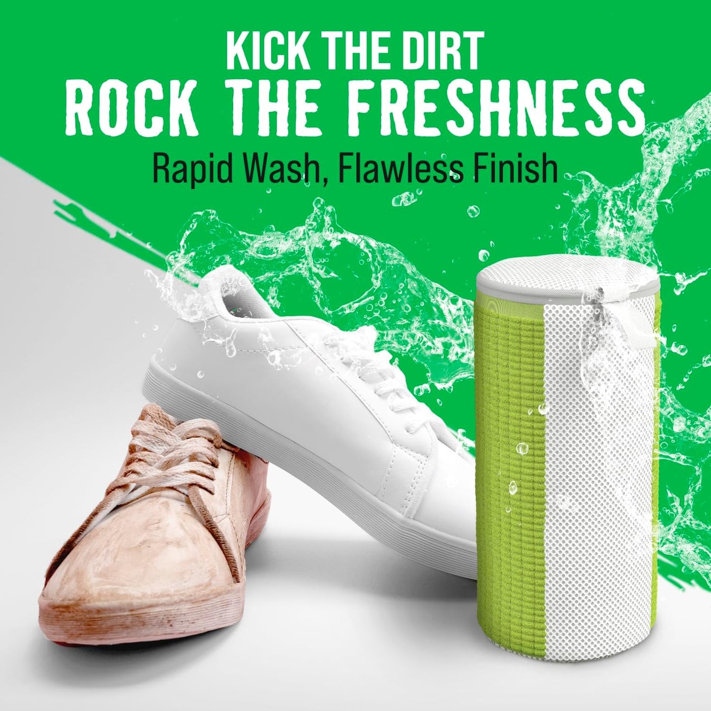 Rockin'Green Shoe Washing Machine Bag - 360° Deep Clean Shoe Washing Bag - Shoe Bag for Washing Machine with Cleaning Fibers - Reusable Sneaker Washing Machine Bag with Zipper (2 Pieces)