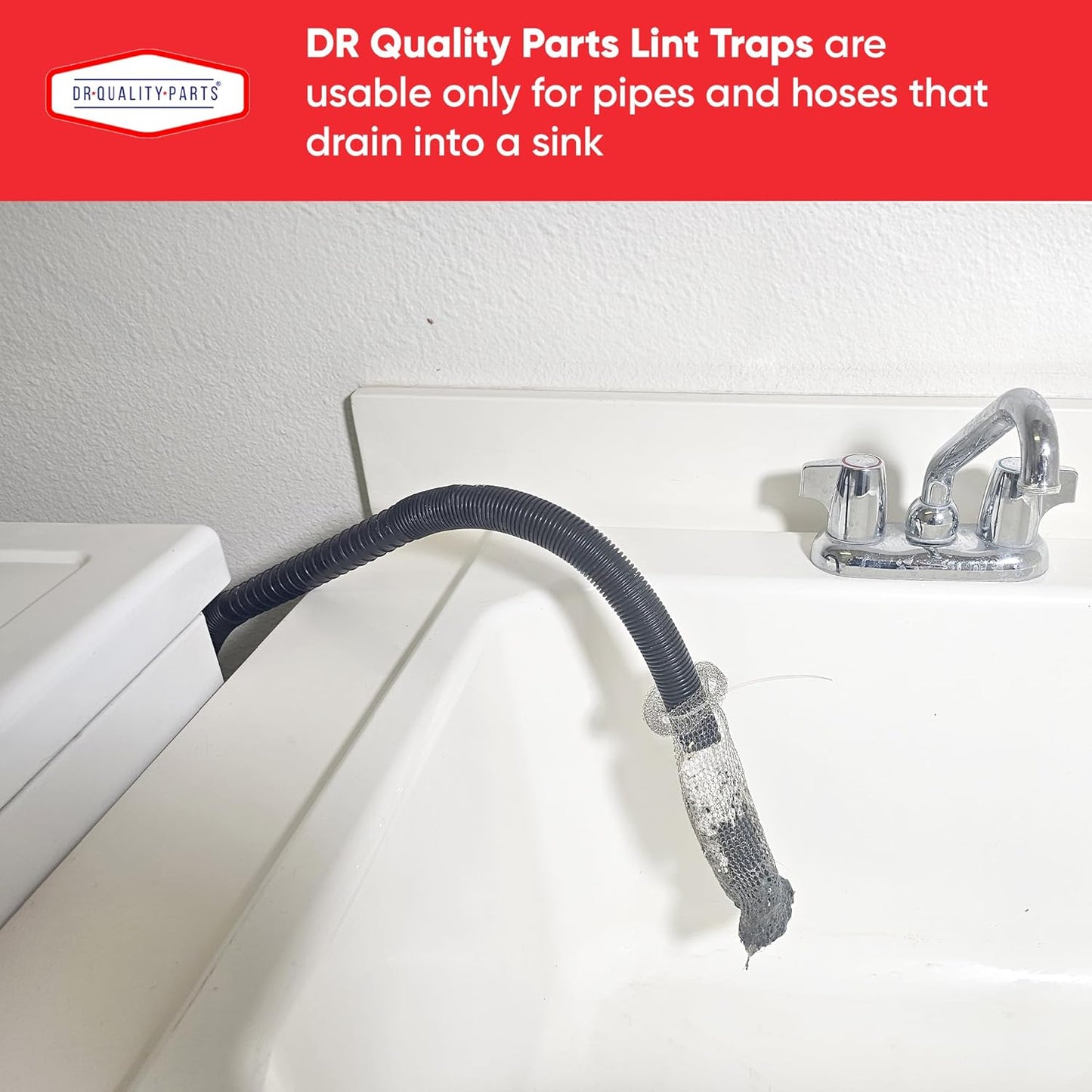 Washing Machine Lint Trap – Stainless Steel Hose Filter, Mesh Drain Catcher, Washer Sock Lint Remover, Rust-Free Snare Laundry Filter with Nylon Cable Ties, 29cmx6.5cm – 24-Pack