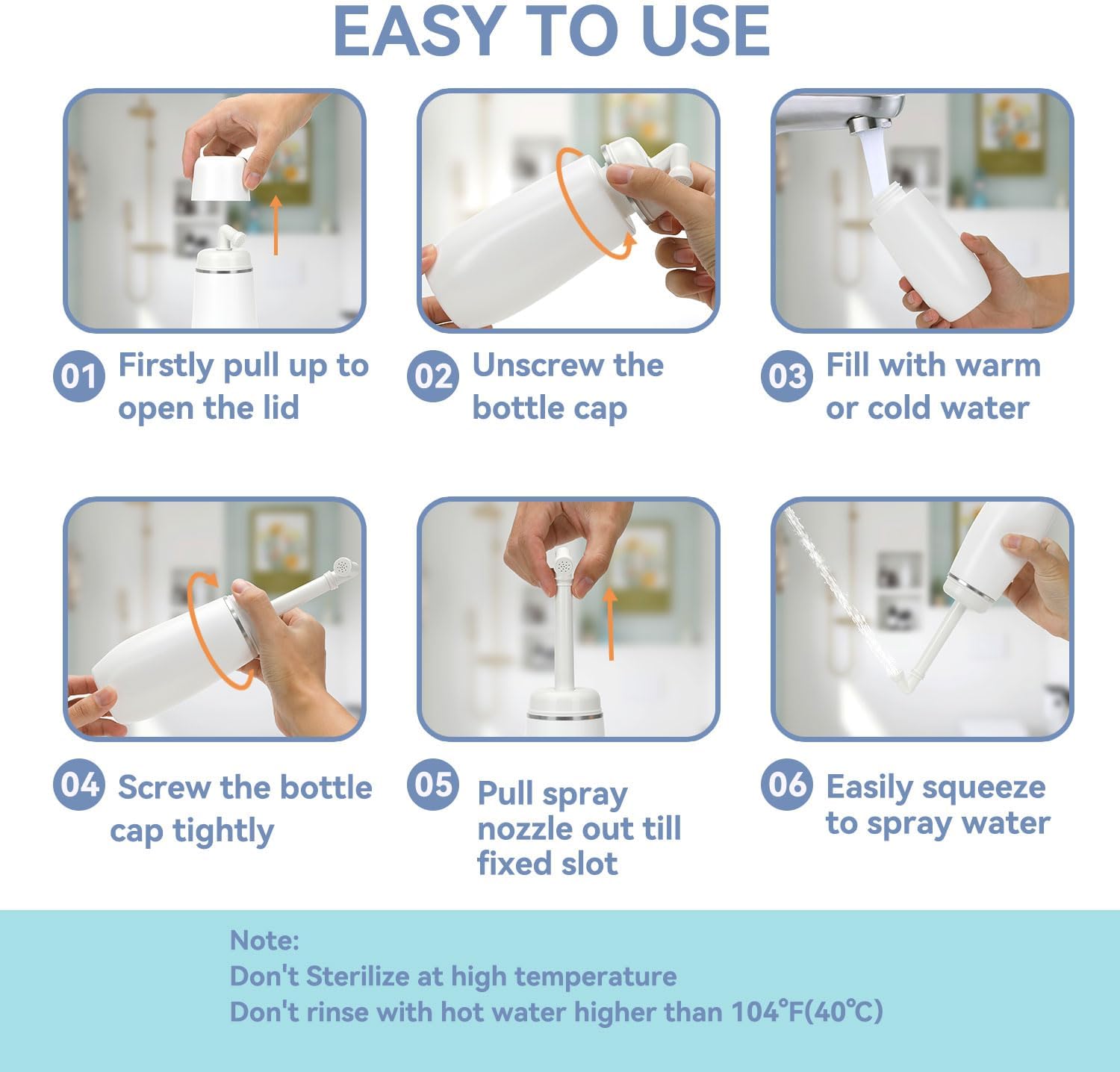 Portable Bidet for Travel Friendly Handheld Personal Peri Bottle 400ml Convenient Leakproof Design Personal Hygiene Cleaning (Pink, 400ml)