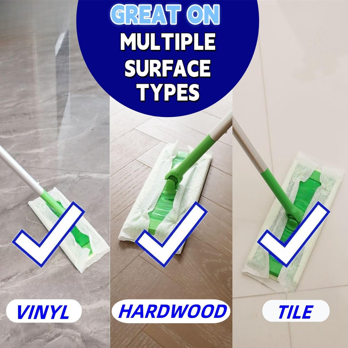 SUZZYVINE Dry Pads Refills 240 Count Dry Mop Refills for Floor Mopping and Cleaning, Dry Sweeping Cloths Dry Floor Cloths, Unscented, 7.87"x11.81"