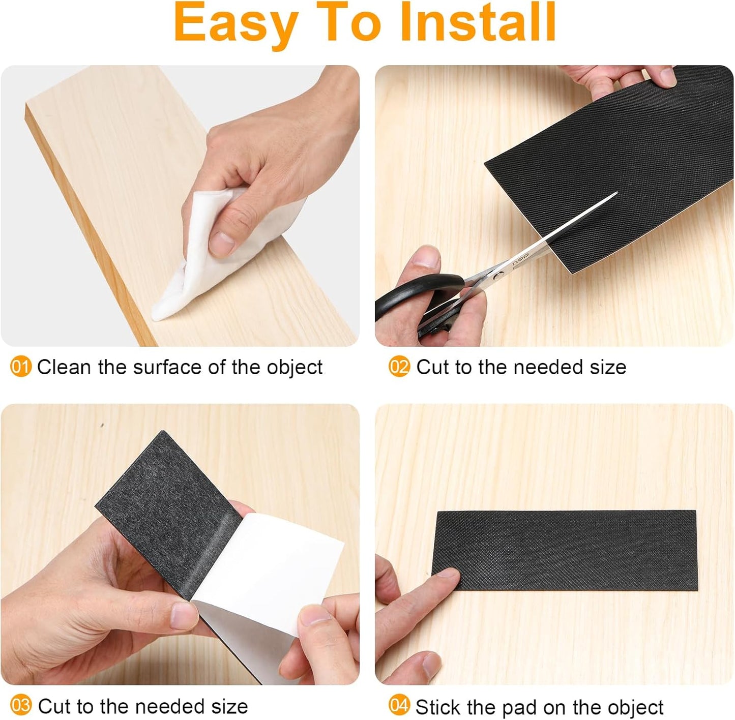 CHUNZEXI Non Slip Furniture Pads 6 PCS 6" x 2", Self Adhesive Rubber Grippers for Furniture Legs, Anti Skid Floor Protectors, Prevent Scratches & Sliding