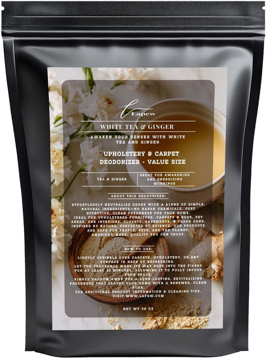 White Tea & Ginger Carpet Freshener Powder Refill 36 oz | Powerful Odor Eliminator for Home | Upholstery Deodorizer | Carpet Deodorizer | Pet Urine | Cat Litter Box