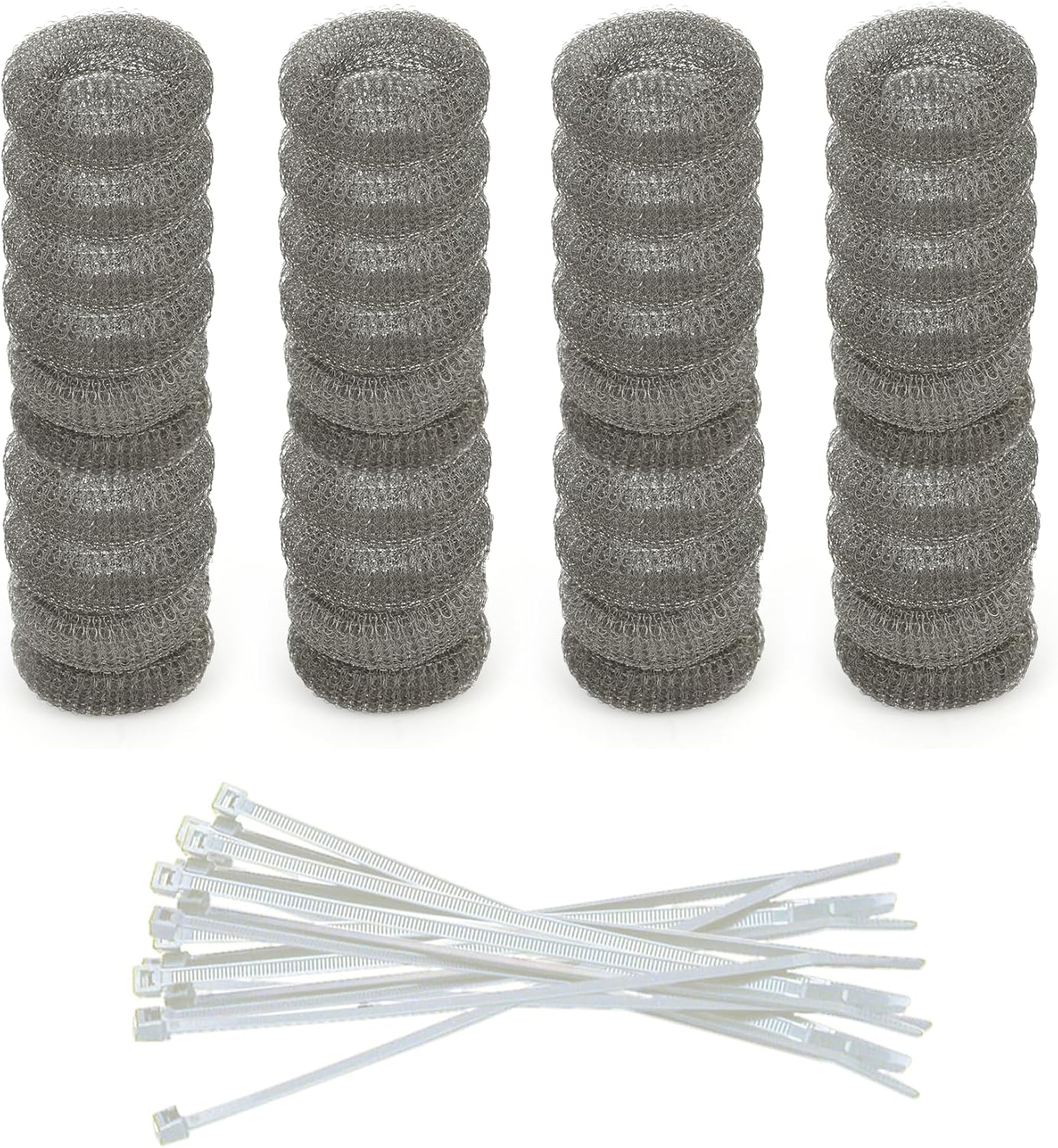 Washing Machine Lint Trap – Stainless Steel Hose Filter, Mesh Drain Catcher, Washer Sock Lint Remover, Rust-Free Snare Laundry Filter with Nylon Cable Ties, 29cmx6.5cm – 24-Pack