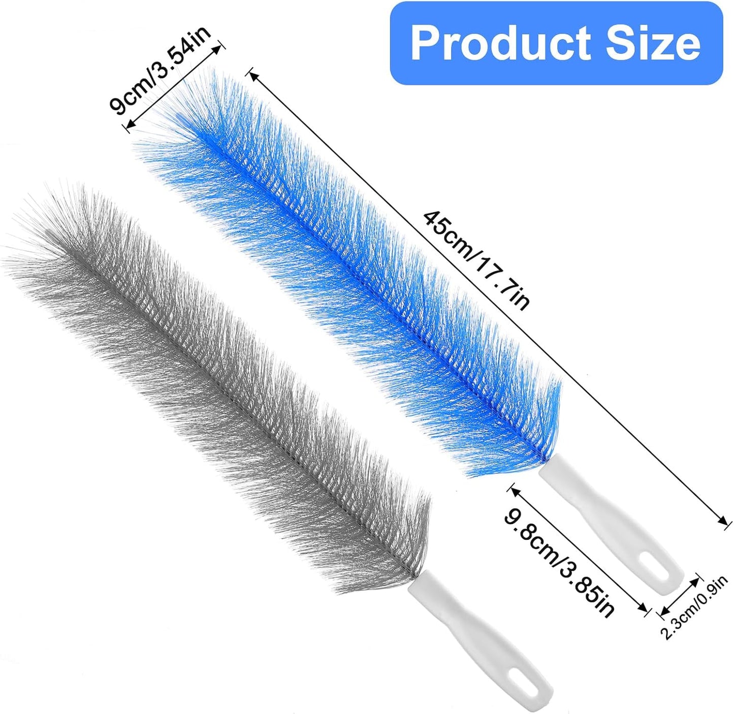2 Pcs Cobweb Duster, Fan Cleaner Brushes Bendable Fans Cleaning Brush Set Microfiber Head Washable Brush for Air Conditioning Shutters Ceiling Air Vents Curtains Cars Box