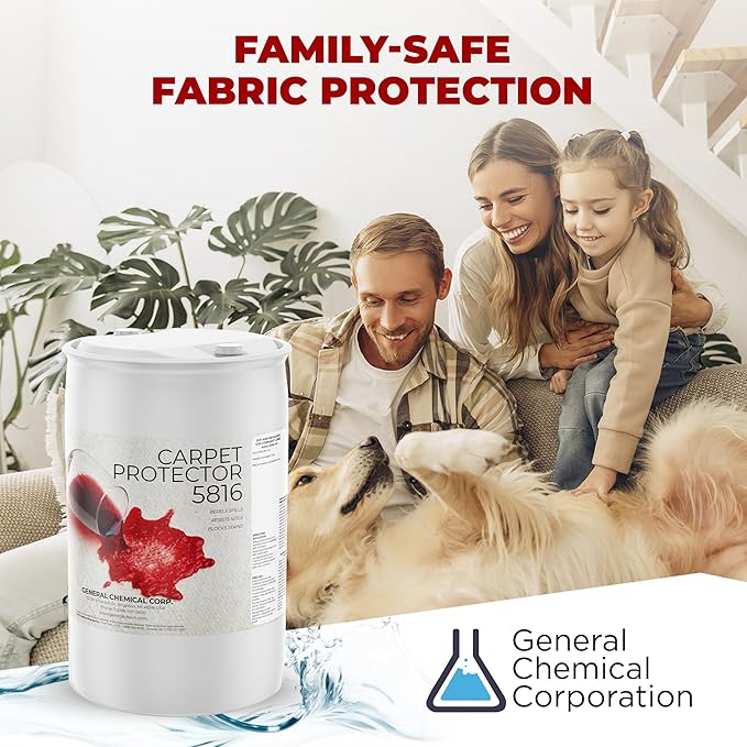 General Chemical Stain Shield Spray - Safe Fabric Protector Spritz and Stain Guard 5816 for Upholstery, Carpets, Rugs, Drapes & More - Impermeable Protectant Spray for Outdoor & Indoor Use - 55 Gallon