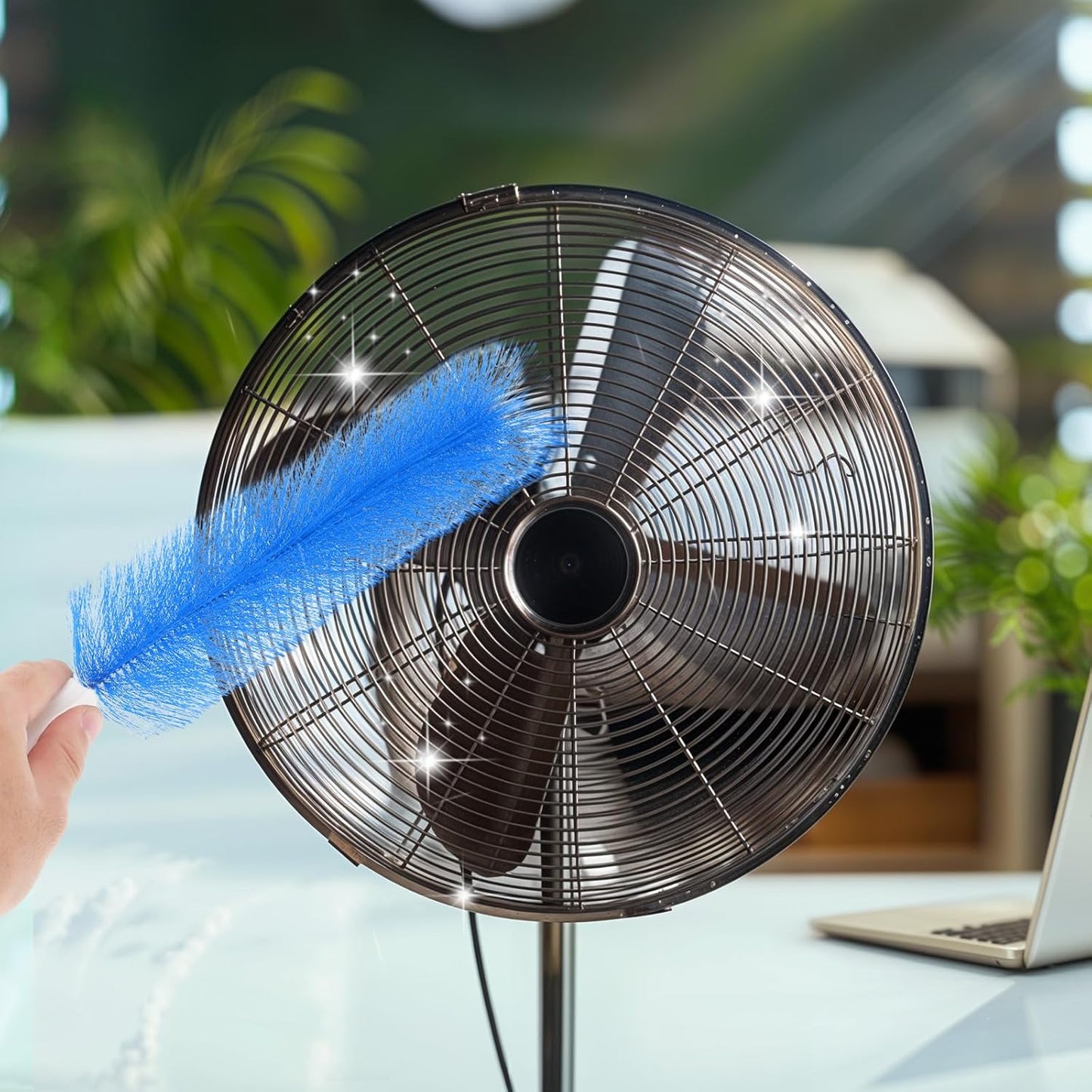 2 Pcs Cobweb Duster, Fan Cleaner Brushes Bendable Fans Cleaning Brush Set Microfiber Head Washable Brush for Air Conditioning Shutters Ceiling Air Vents Curtains Cars Box